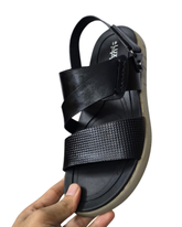 LuxeFit - Black Cross-Strap Sandal with Minimal Stitch Design