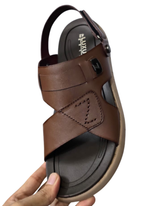 Brown Cross-Strap Sandal with “Z” Stitch Design