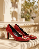 The Ruby Aurelia Gold-Buckle Stiletto