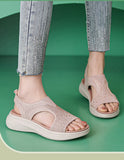Women's Rhinestone Platform Sporty Comfort Sandals - Description Image 1