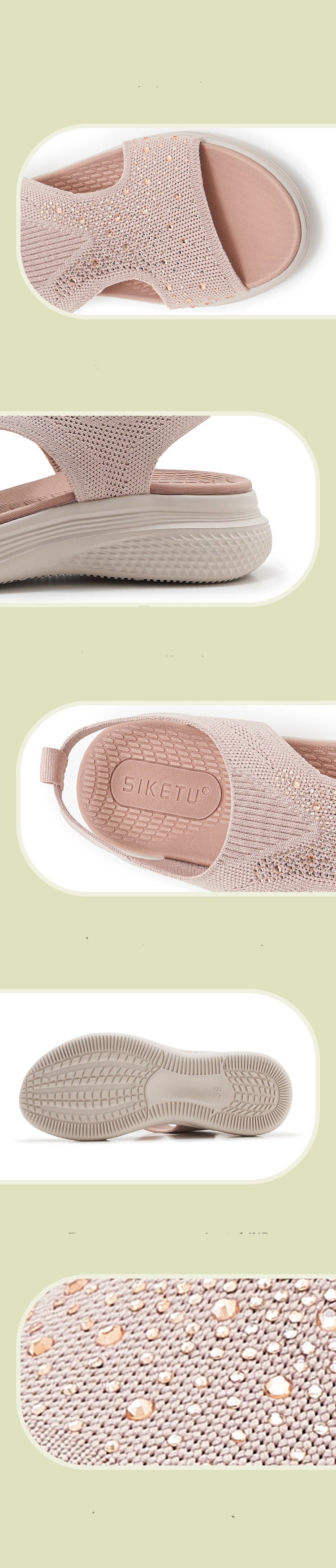 Women's Rhinestone Platform Sporty Comfort Sandals - Description Image 3