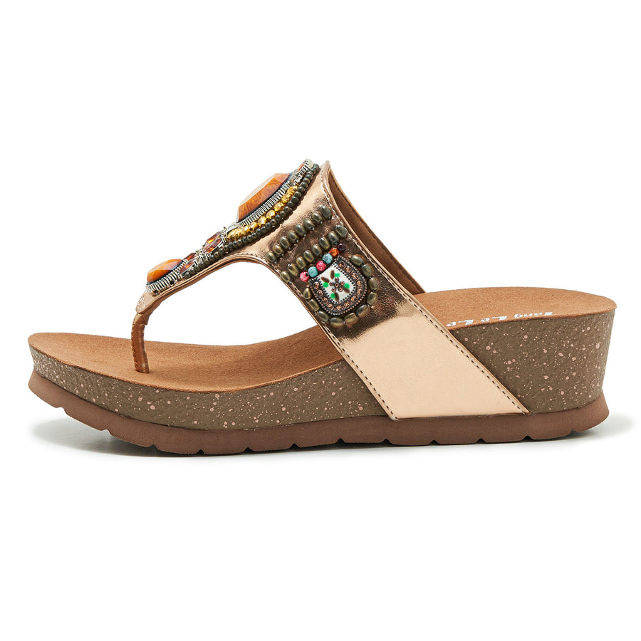 Vanguard Women's Bohemian Wedge Thong Sandals