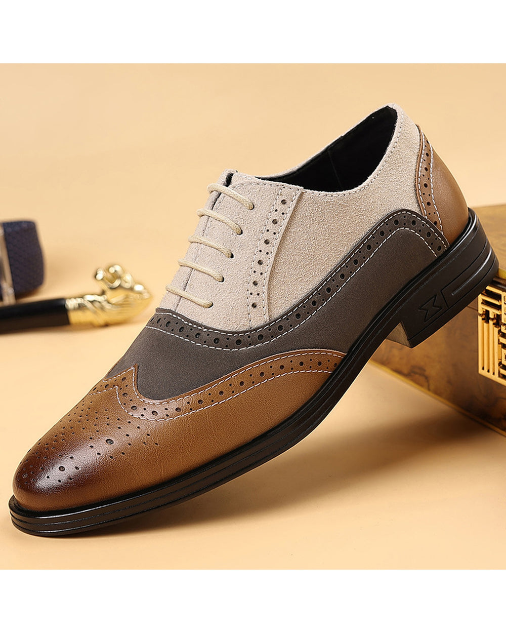 Men's Classic Brogue Leather Shoes - Product Image 5