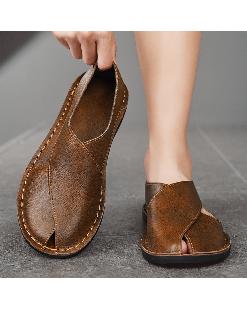 Men's Genuine Leather Breathable Slip-On Summer Sandals - Product Image 3