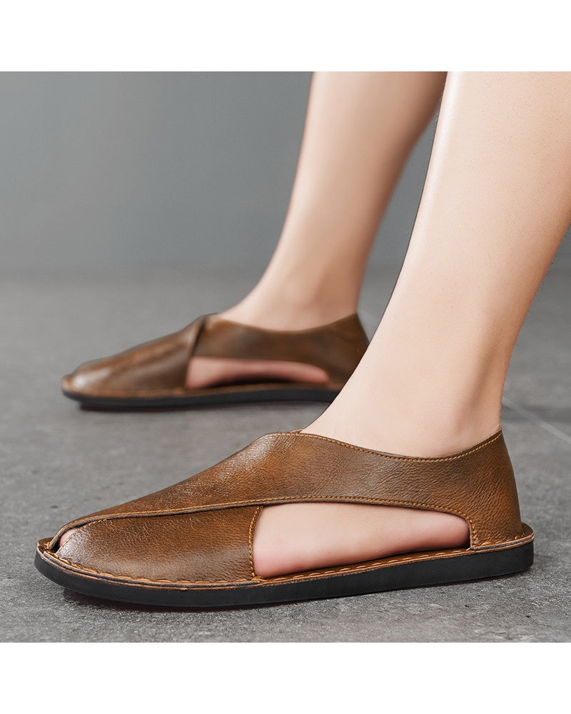 Men's Genuine Leather Breathable Slip-On Summer Sandals - Product Image 4
